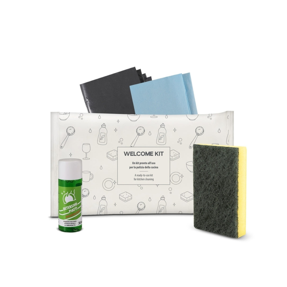 Mini kit cortesia di benvenuto per pulizia cucina in bustina BIO in polvere di pietra