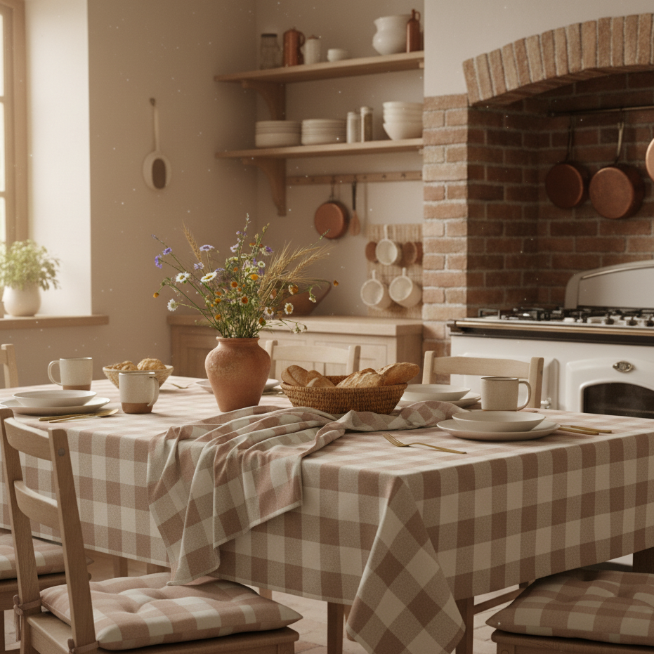 Tovaglia Campagnola 100% Cotone Tinto Filo – 4 Colori | 6 o 12 posti