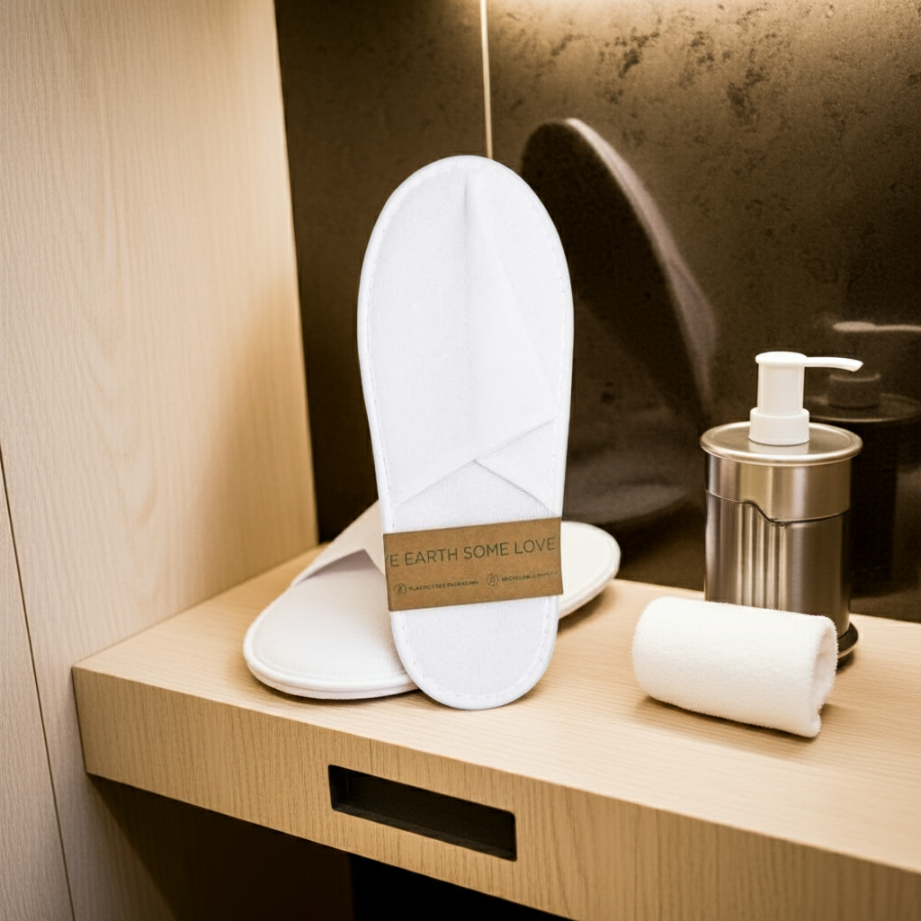 Ciabatta Hotel in morbidissima simil spugna confezionata con cartoncino riciclato