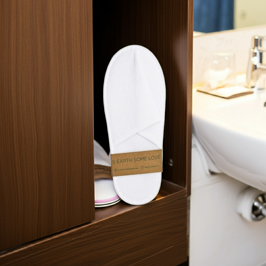 Ciabatta Hotel in morbidissima simil spugna confezionata con cartoncino riciclato