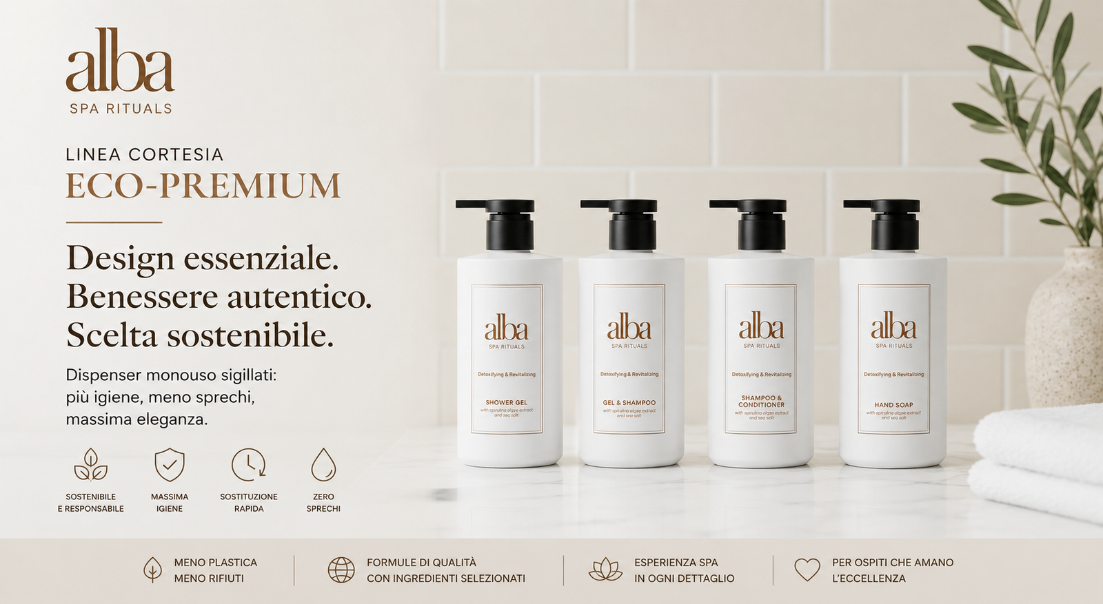 Il Lusso Sostenibile in Hotel: Perché Scegliere i Dispenser Eco-Premium Alba Spa Rituals