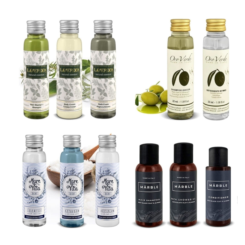 Kit campionatura Linea Cortesia Flaconi monodose Made in Italy - 11 pezzi