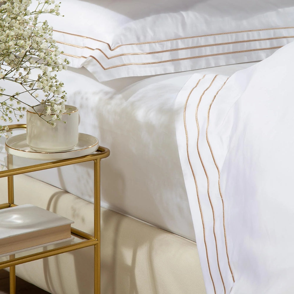 Caleffi Completo Copripiumino Matrimoniale in Raso di cotone Melodie Dreaming (Lenzuolo, Sacco e Federe)