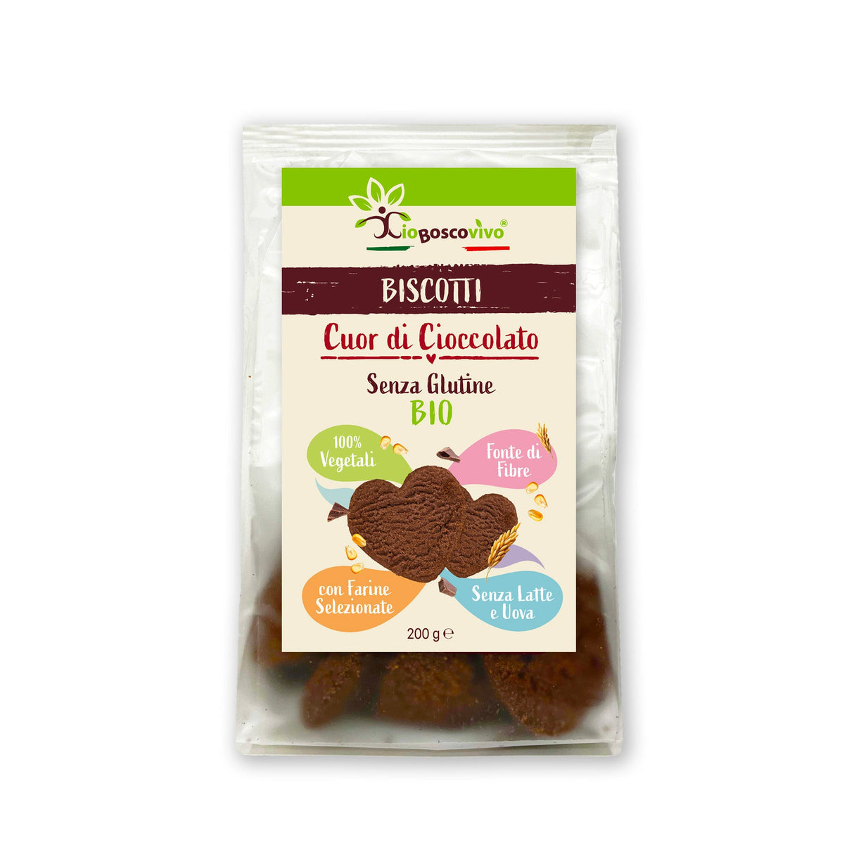 Biscotti Senza Glutine al Cacao e gocce di Cioccolato fondente BIO 200g