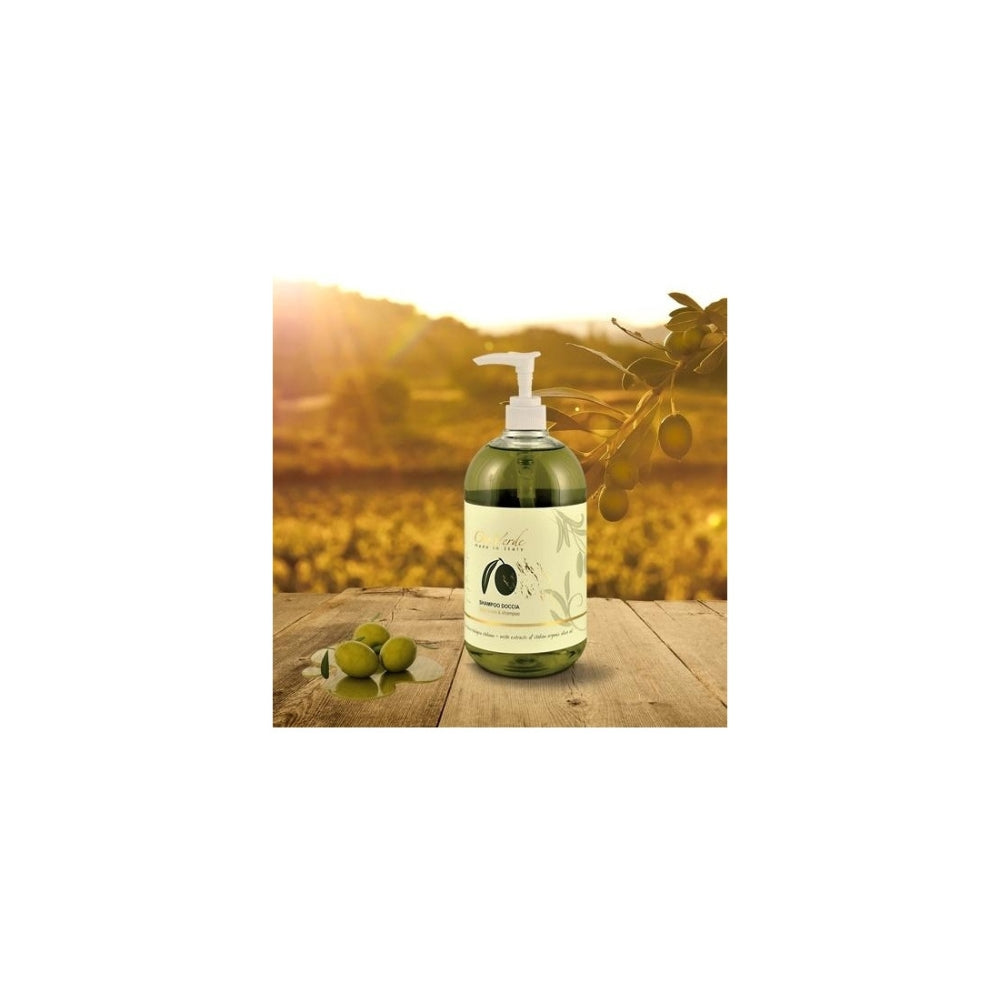 Shampoo Doccia Dispenser OroVerde 500 ml - Linea Cortesia Hotel Ricaricabile con Olio d'Oliva Bio