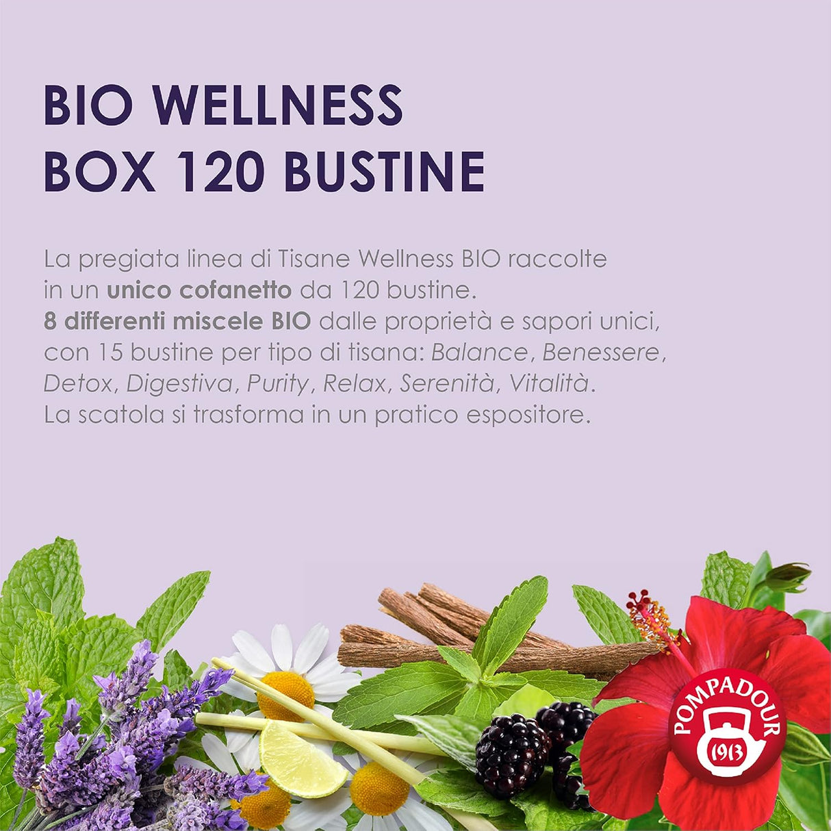 Cofanetto BIO Wellness Box Pompadour Cofanetto di Tisane Biologiche 120 Filtri