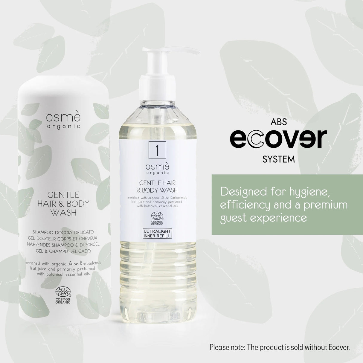 Osmè Cartuccia Dispenser Shampoo Doccia delicato Capelli e Corpo per Ecover (370 ml) - Certificato Cosmos Organic Made in Italy