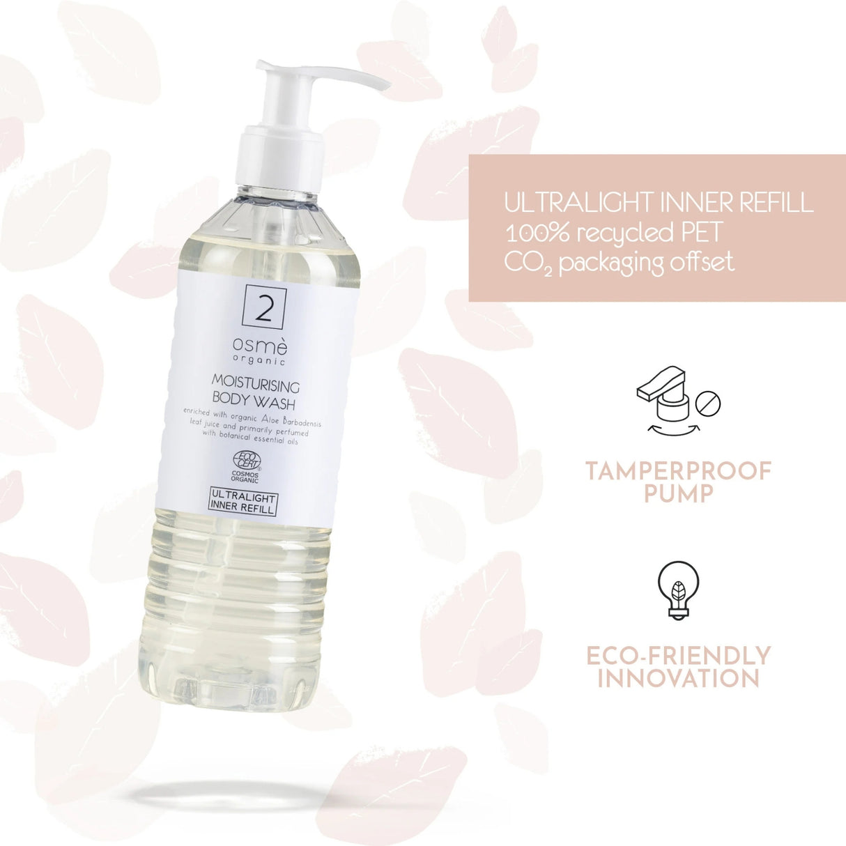 Osmè Cartuccia Dispenser Gel Doccia idratante per Ecover (370 ml) - Certificato Cosmos Organic Made in Italy