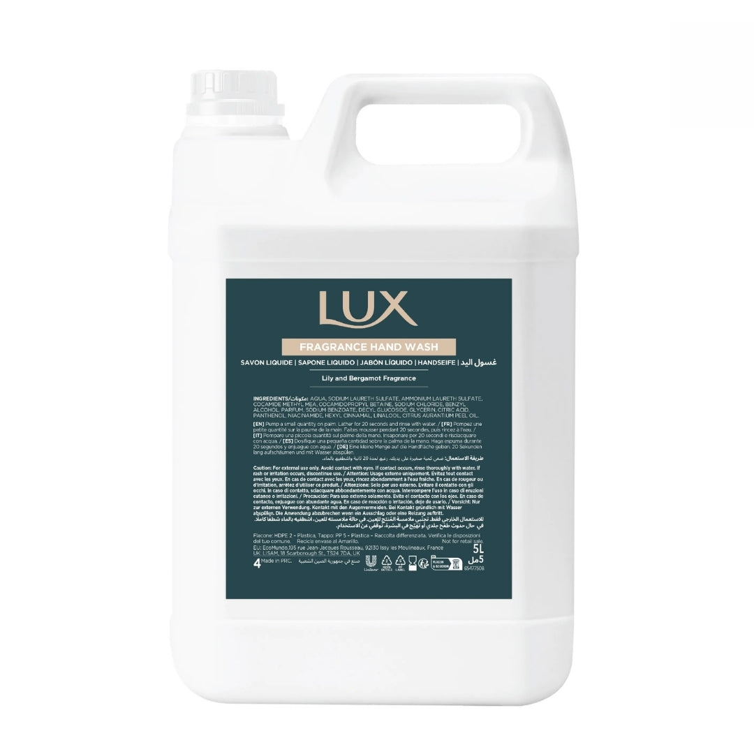 Lux Professional - Tanica di Ricarica Dispenser Sapone Liquido 5 Litri per Hotel e Ville di lusso - Confezione da 4 pezzi