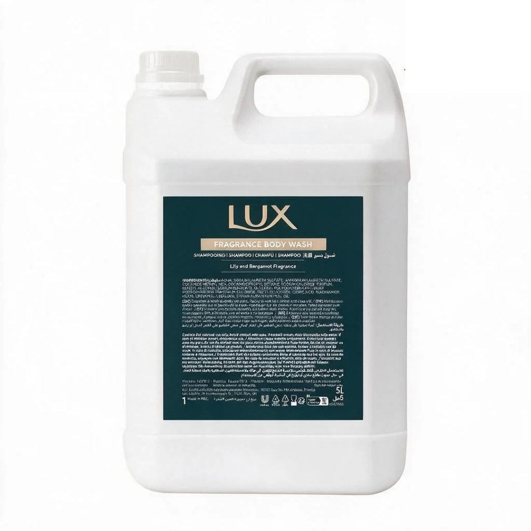 Lux Professional - Tanica di Ricarica Dispenser Bagnoschiuma 5 Litri per Hotel e Ville di lusso - Confezione da 4 pezzi