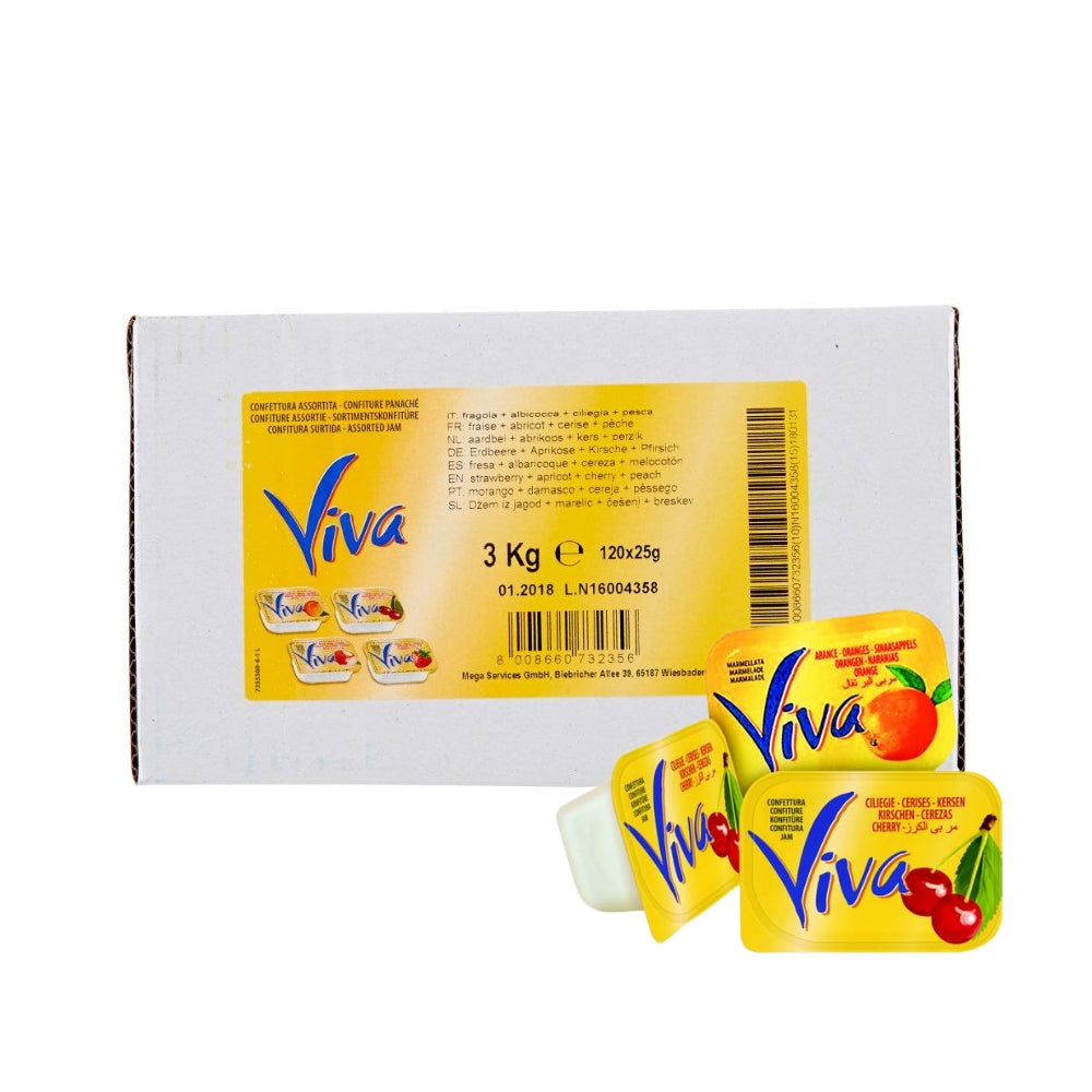 Assortimento Marmellata monodose Viva 120 pezzi per 25 gr 4 gusti