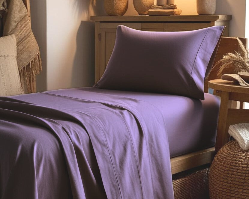 Completo Letto Tinta Unita Vari Colori Cotone Percalle 200 Fili linea ARIA - Singolo