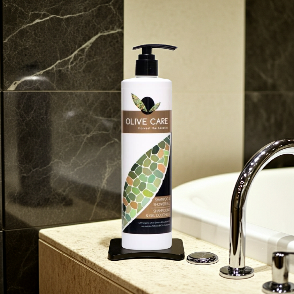 Refillable Olive Care Hotel Shampoo and Shower Gel Dispenser 440 ml