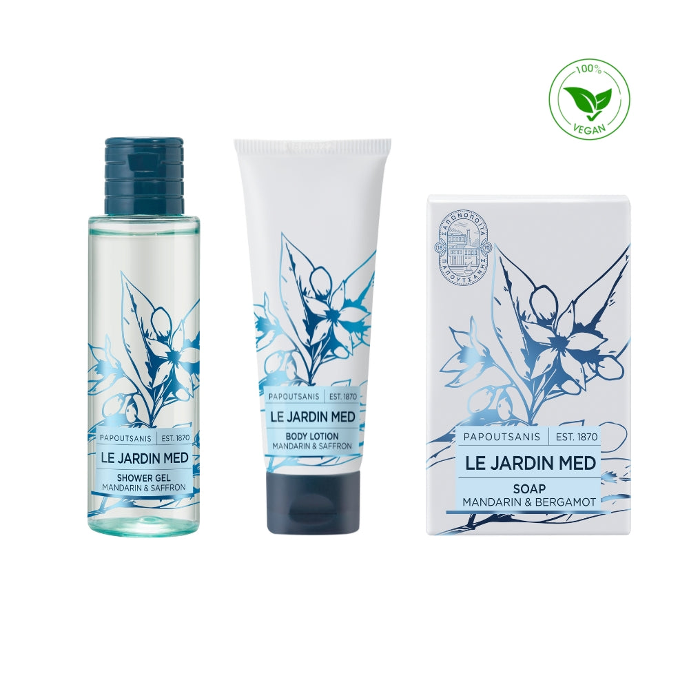 Kit cortesia Le Jardin Med Speical Edition con Shampoo Doccia, Crema Corpo e Saponetta